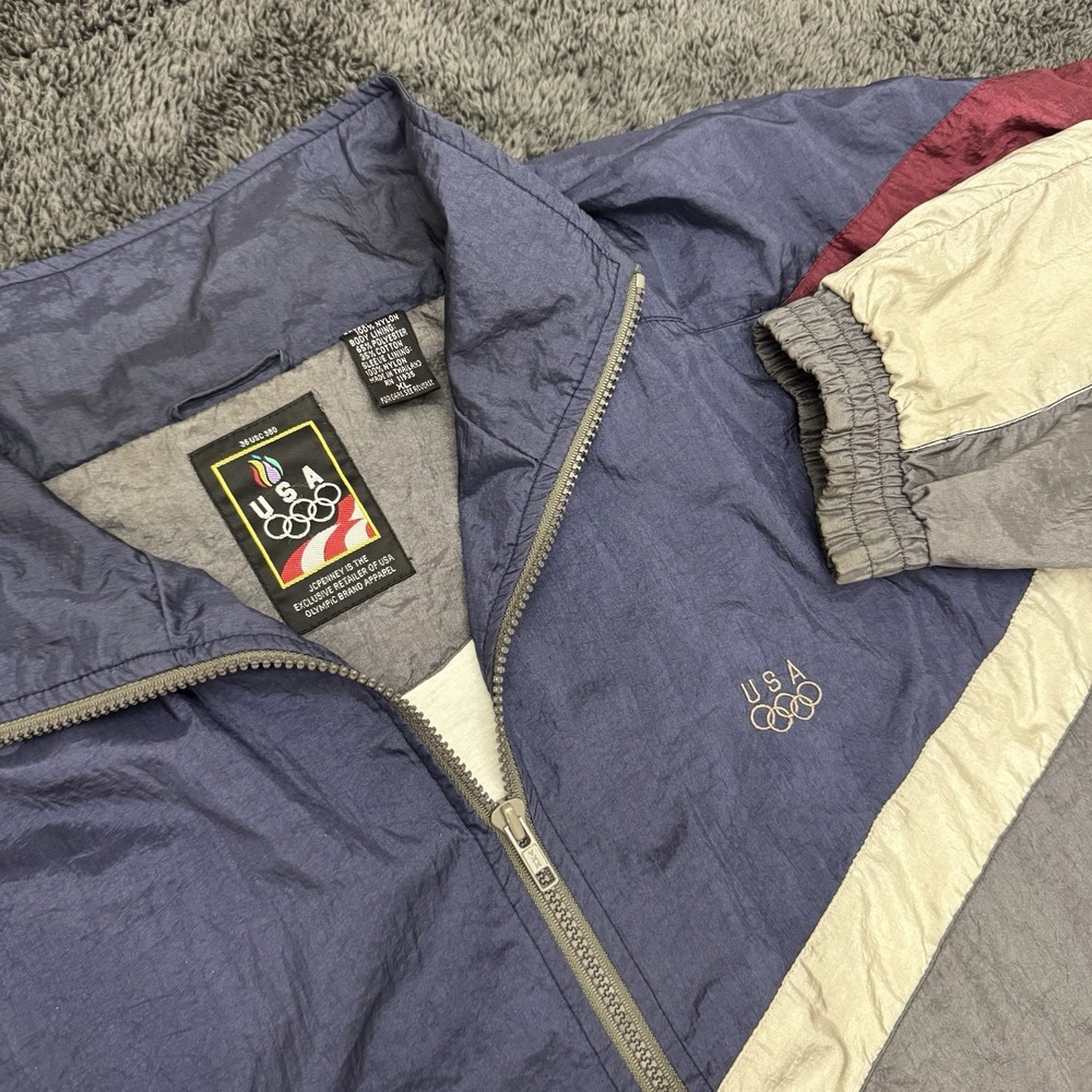 Vintage 90s JCPenney 1992 Winter Olympics Team USA Windbreaker Jacket Colorblock